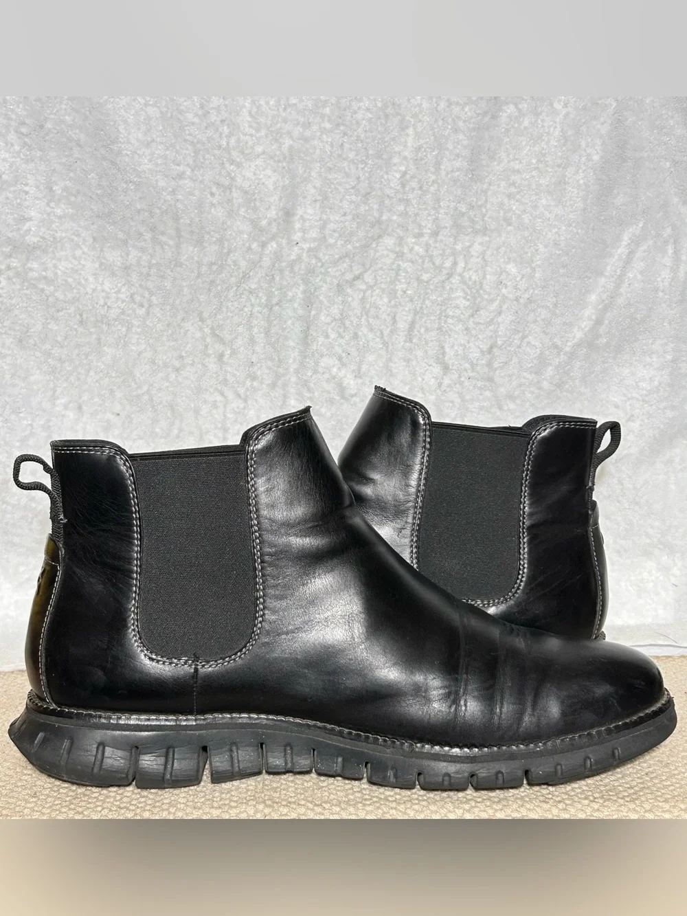 Cole Haan Mens Black Leather Zerogrand Waterproof Chelsea Pull On Boots SZ 11M